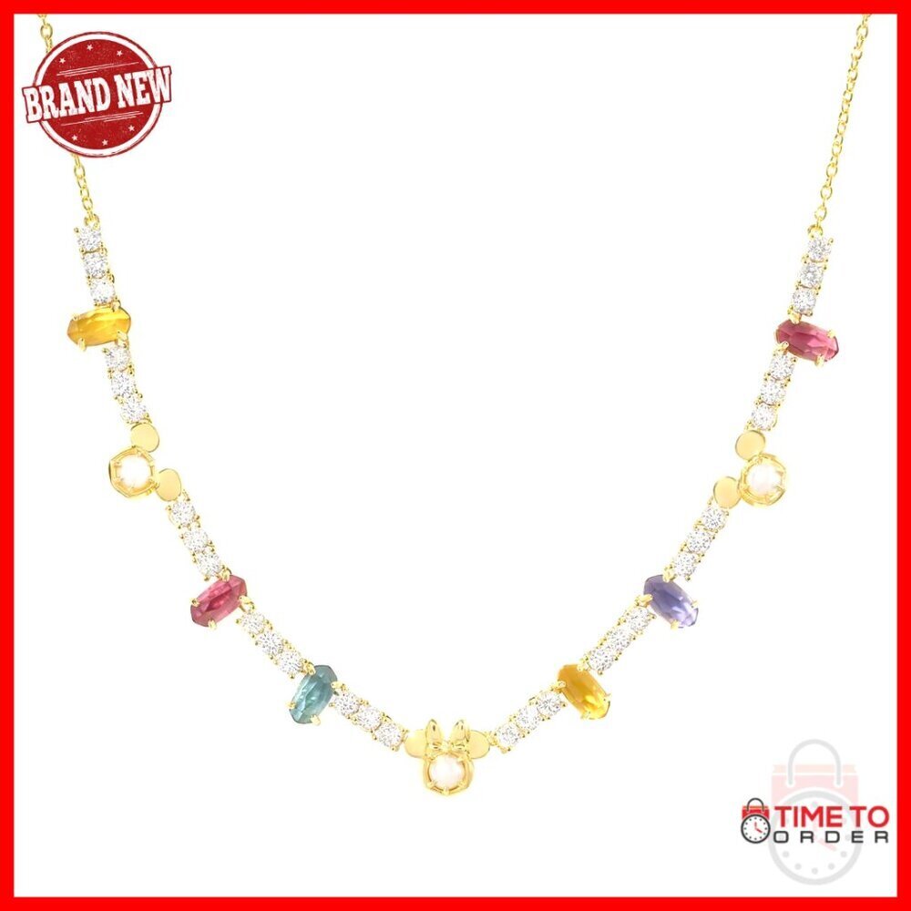 Adjustable Tennis Chain Necklace with Mickey and Minnie Mouse Motifs